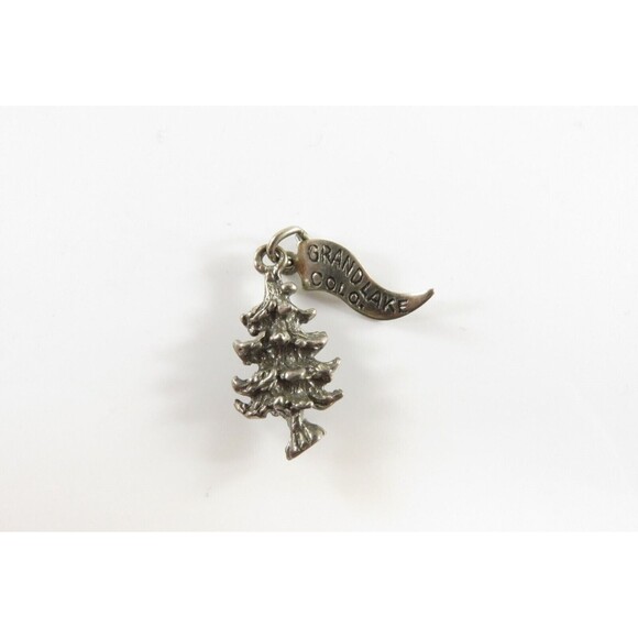 Grand Lake Colorado Sterling Souvenir Tree Charm with Nickel Silver Flag - Picture 1 of 5